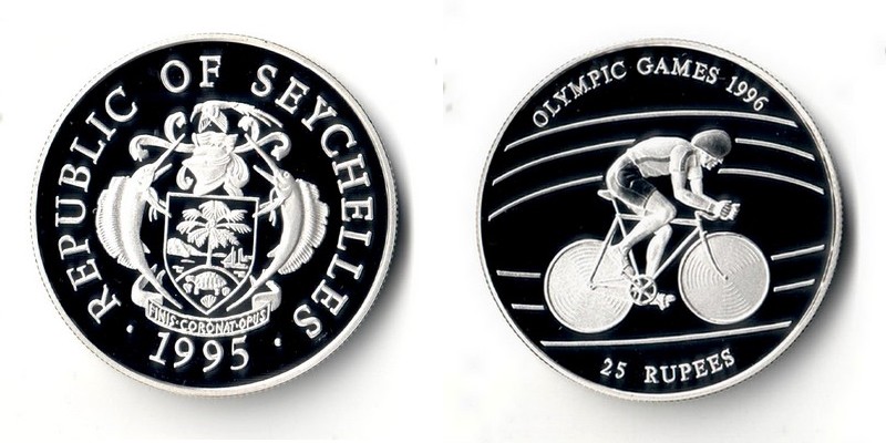  Seychellen 25 Rupees  1995   Olympic Games 1996    FM-Frankfurt  Feinsilber: 29,05g   