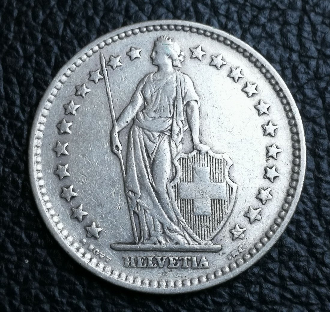  2 Franken Schweiz 1922 B Helvetia Silber XXL Bilder   