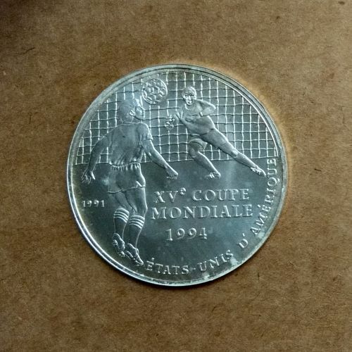  Kongo 500 Francs 1991 Fussball Silber   