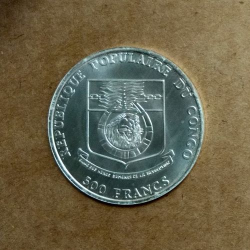  Kongo 500 Francs 1991 Fussball Silber   