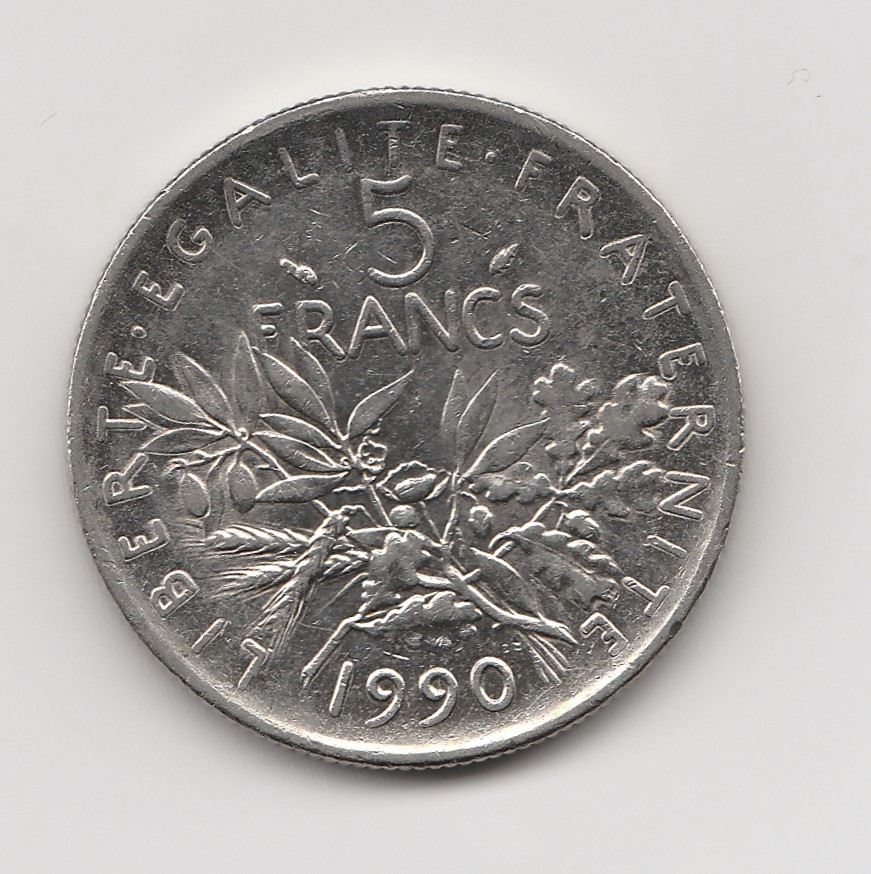  5 Francs Frankreich 1990  (I779)   