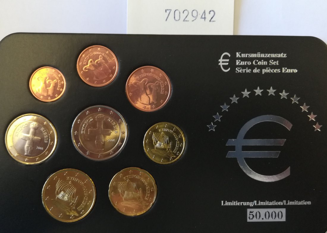  Kursmünzensatz Zypern 2008, 8 Münzen   
