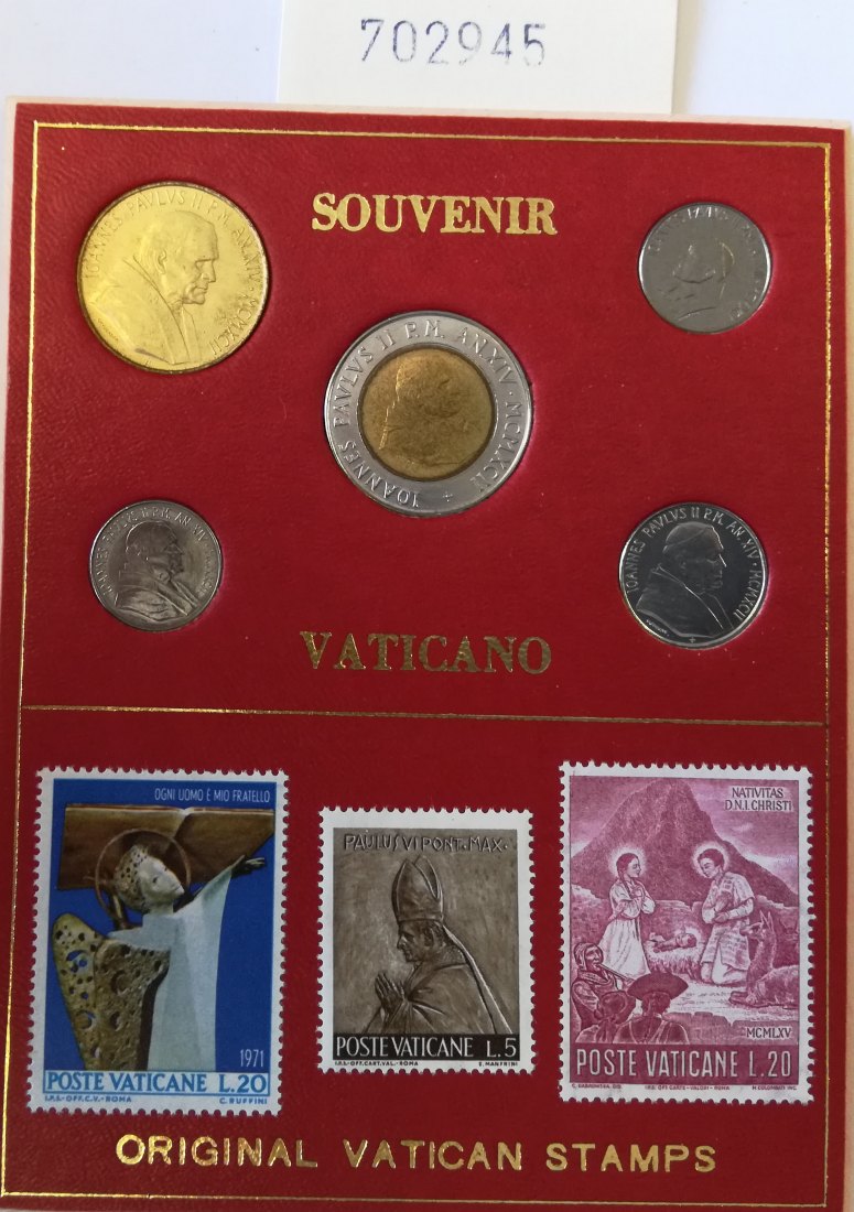  Souvenir Vaticano 5 Münzen  + 5 Briefmarken   