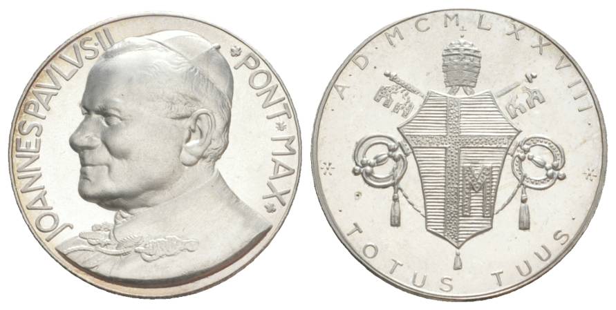  Vatikan, Medaille, Papst Johannes Paul II, Totus Tuus, Wappen, 1978; Ø 30,10 mm; 11,62 g   