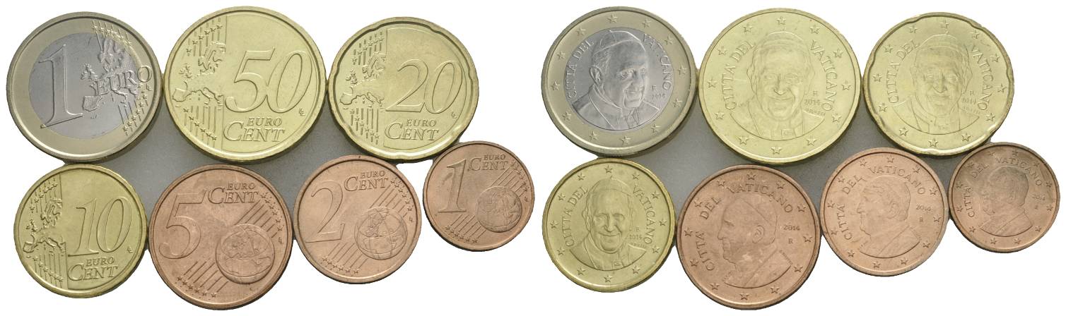  Vatikan, 1 Cent - 1 Euro (7 Werte) 2014   
