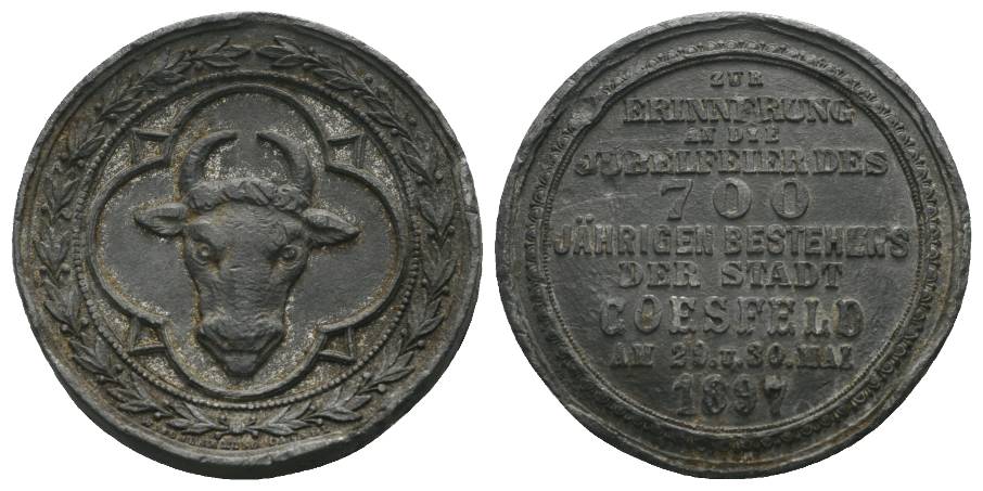  Coesfeld 1897, Zinnmedaille; 11,08 g, Ø 33 mm   
