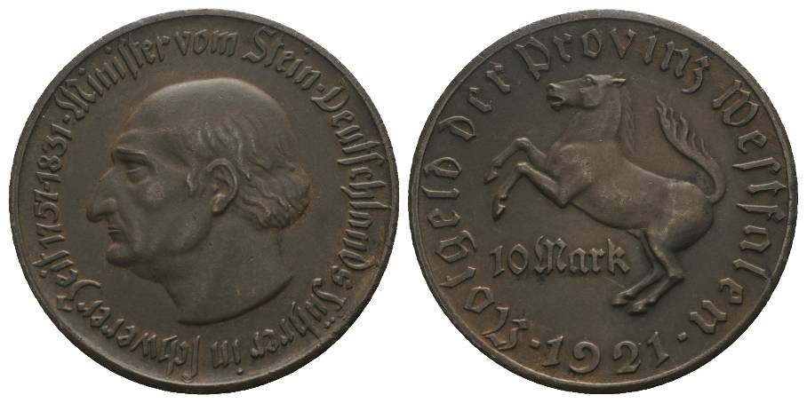  Provinz Westfalen Freiherr vom Stein, 10 Mark 1921   