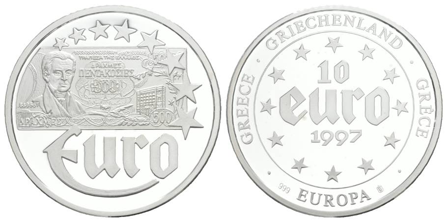  Europa 10 Euro 1997 PP; Feinsilber 999/1000;  20 g, Ø 40 mm   