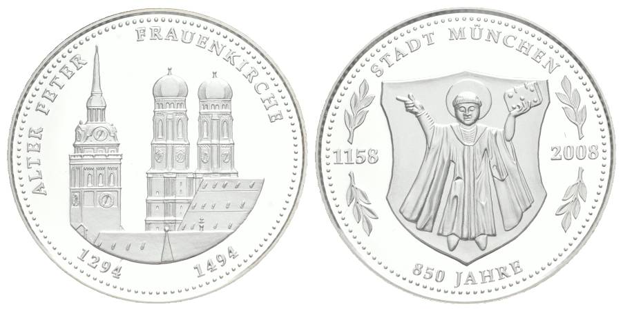  Stadt München 850 Jahre, Medaille 2008; Silber (500/1000), 17 g, Ø 36 mm   