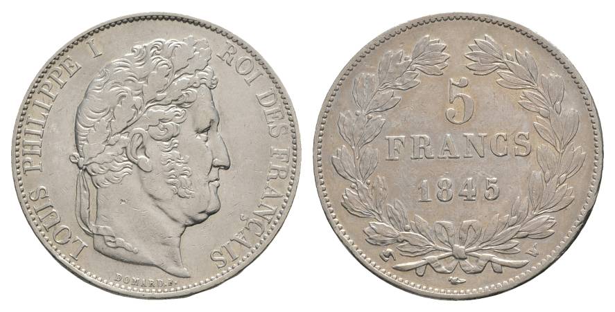  Frankreich, Louis Philippe I. 5 Francs 1845   