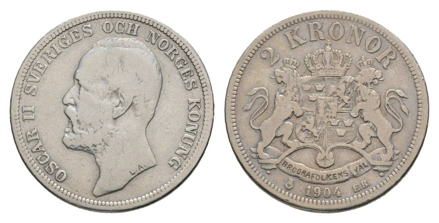  Schweden, Oscar II 2 Kronor 1904   