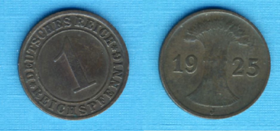  Weimarer Republik 1 Reichspfennig 1925 J   