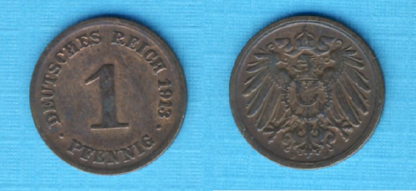 Kaiserreich 1 Pfennig 1913 D   