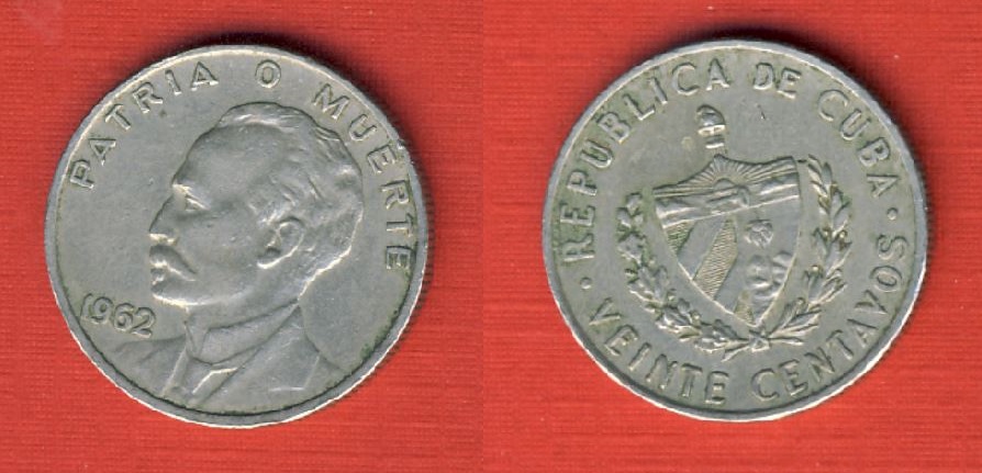  Kuba 20 Centavos 1962 José Marti   