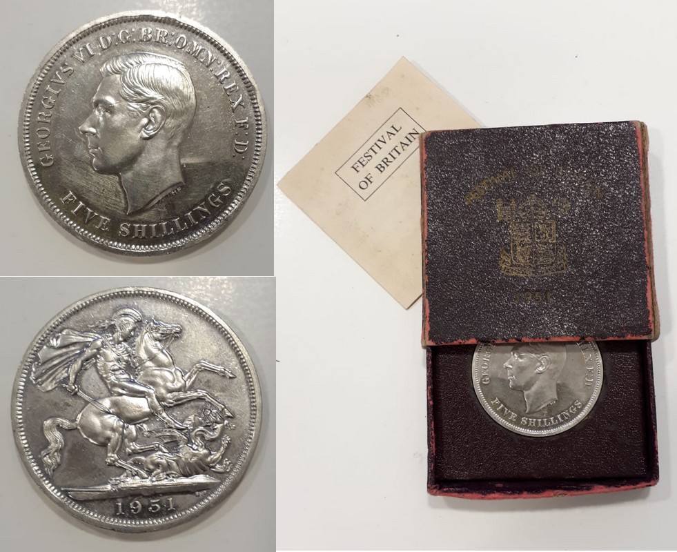  Grossbritannien   5 Shillings    1951    George VI.     FM-Frankfurt   