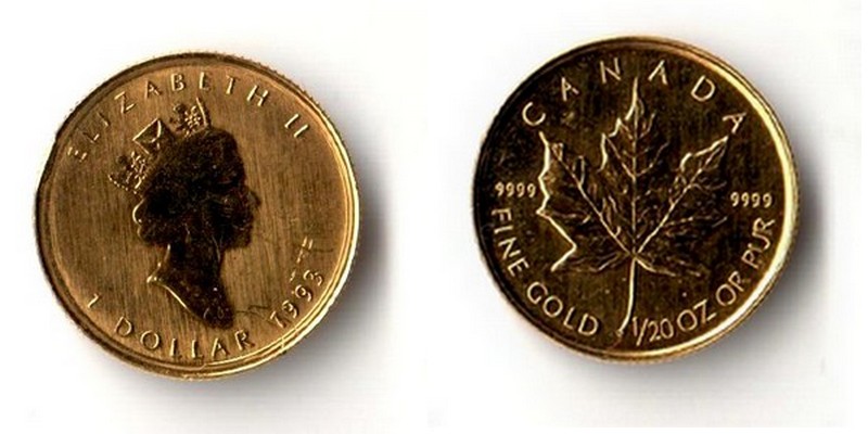 Kanada  1 Dollar  1993 MM Frankfurt  Feingold: 1,55g Maple Leaf  