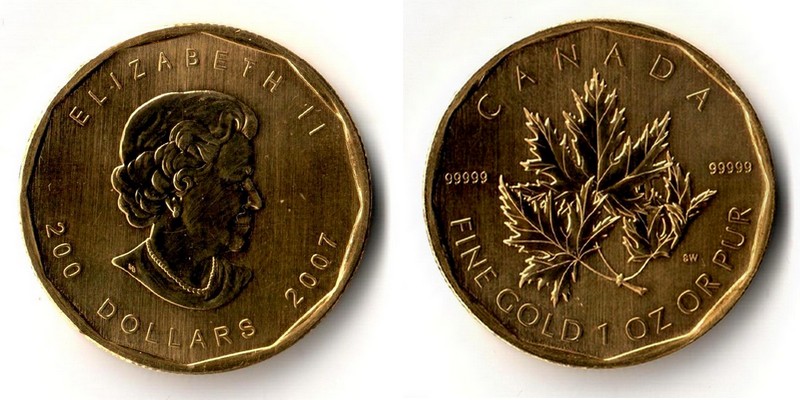 Kanada  200 Dollar  2007 MM-Frankfurt Feingold: 31,1g Maple Leaf  