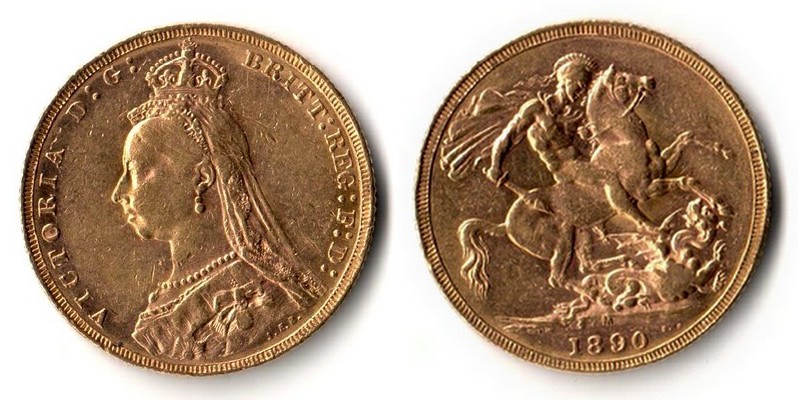 Grossbritannien  Sovereign  1890 MM-Frankfurt Feingold: 7,32g Victoria 1837-1901  