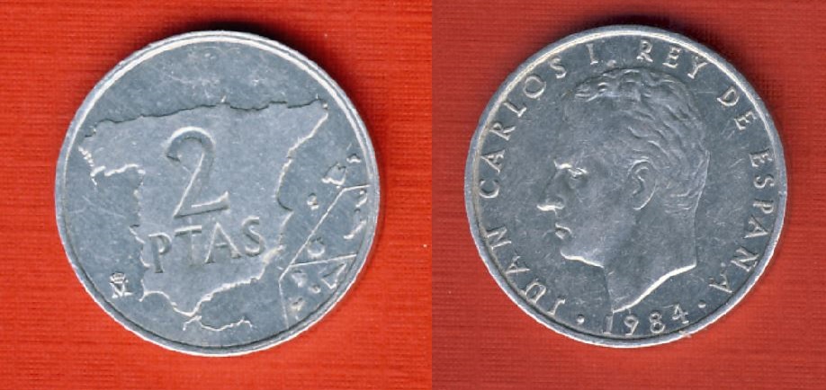  Spanien 2 Pesetas 1984   