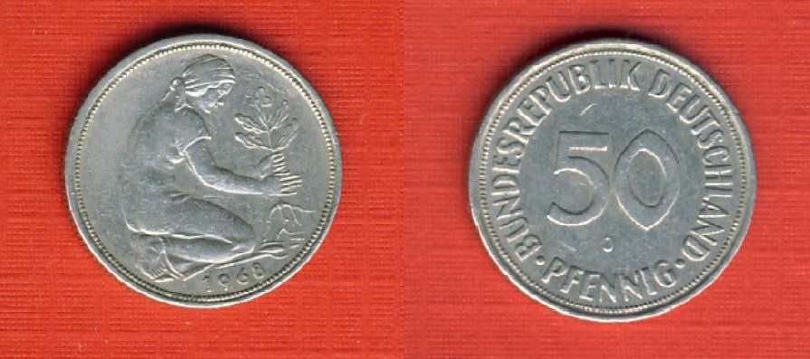  Deutschland 50 Pfennig 1968 J   