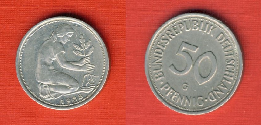  Deutschland 50 Pfennig 1988 G   