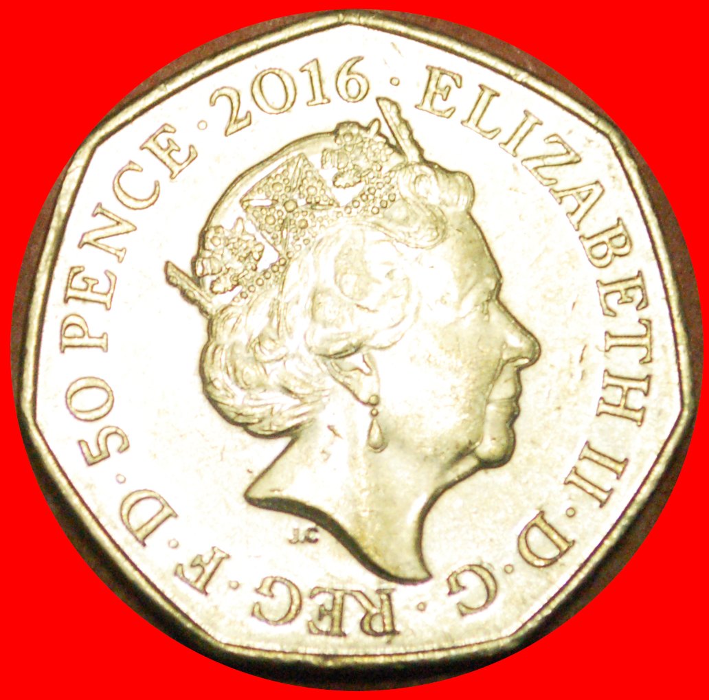  # SCHREIEN KÖNIGIN UND HASE: GROSSBRITANNIEN ★ 50 PENCE 2016 VZGL STEMPELGLANZ! OHNE VORBEHALT!   