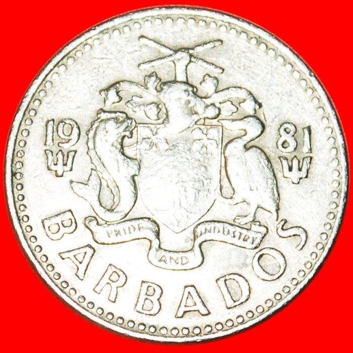  # GROSSBRITANNIEN (1973-2006): BARBADOS ★ 25 CENTS 1981! OHNE VORBEHALT!   