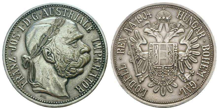  Römisch Deutsches Reich, versilberte Medaille 1904, unedel 21gr; Ø 40,1   