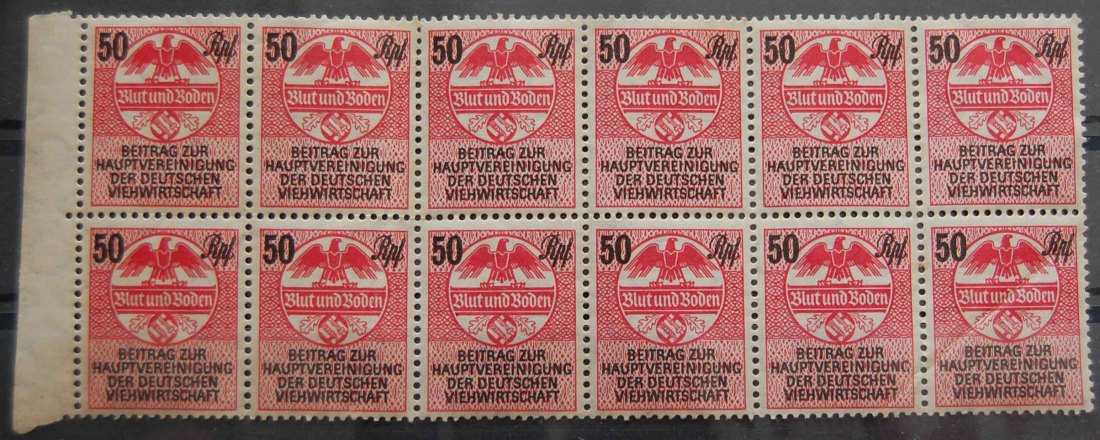  Drittes Reich Blut und Boden 12er Block Beitragsvingetten 50 Reichspfennig   
