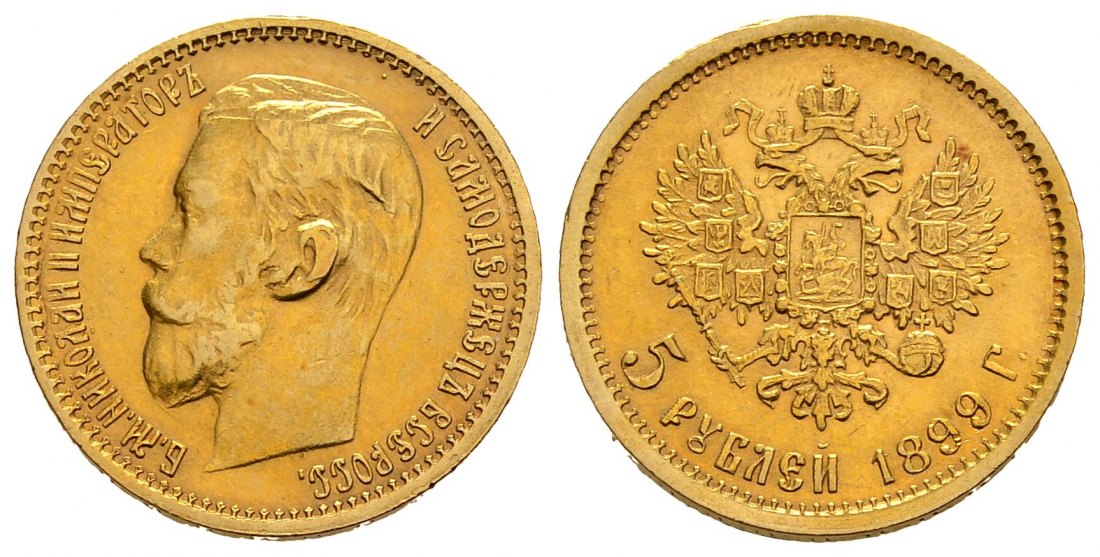 PEUS 1884 Russland 3,87 g Feingold. Zar Nikolaus II. (1894 - 1917) 5 Rubel GOLD 1899 ФЗ (FZ) Sehr schön