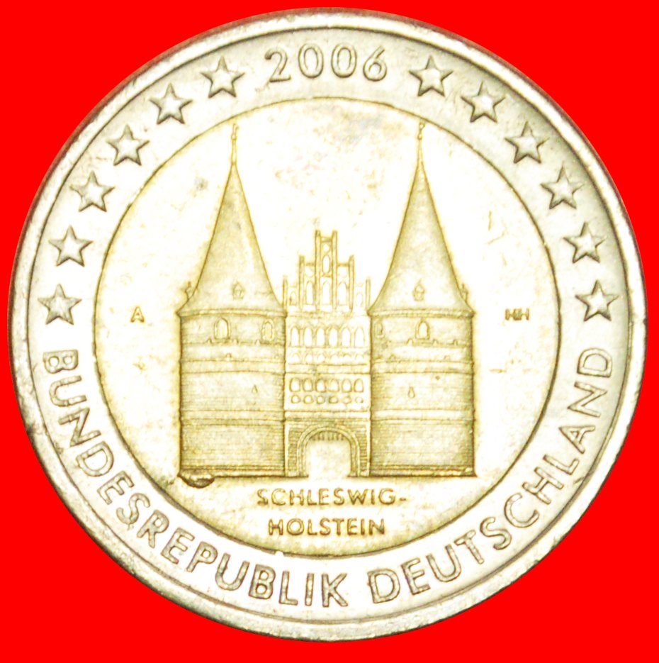 + SCHLESWIG-HOLSTEIN: GERMANY ★ 2 EURO 2006A with big chip! LOW START★ NO RESERVE!