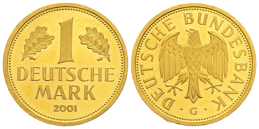PEUS 1907 BRD 12 g Feingold. 1 Mark GOLD 2001 G Karlsruhe Kratzer, Vorzüglich