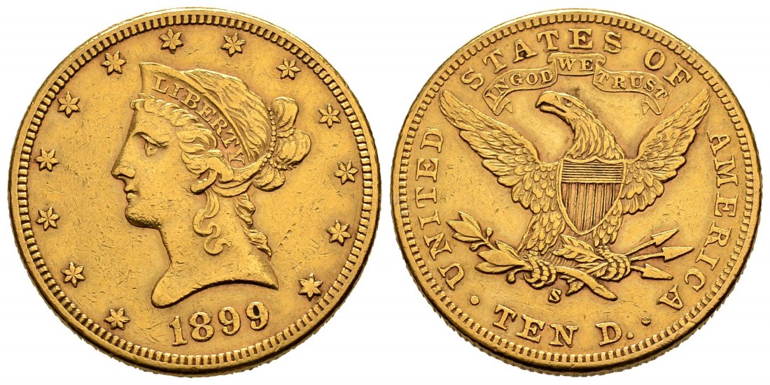 PEUS 1941 USA 15,05 g Feingold. Coronet Head 10 Dollars GOLD 1899 S Sehr schön