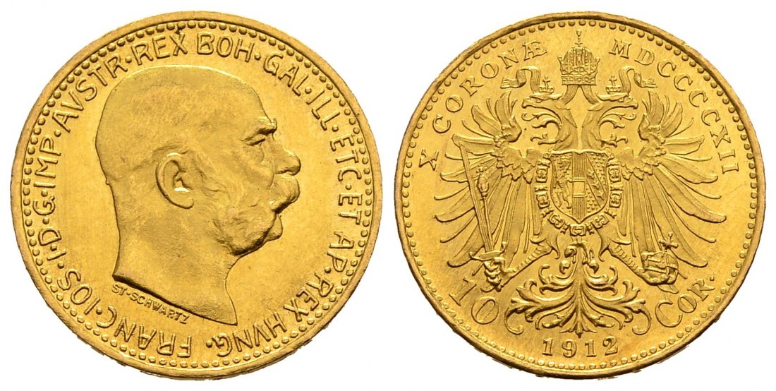 PEUS 1942 Österreich 3,05 g Feingold. Franz Joseph I. (1848 - 1916) 10 Kronen GOLD 1912 Fast Stempelglanz