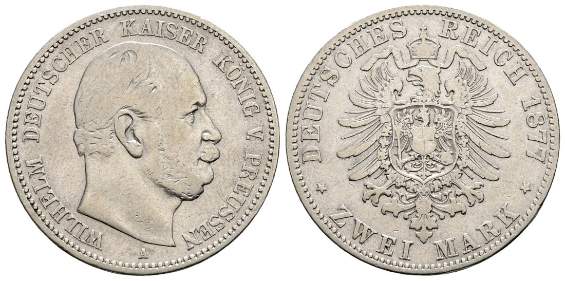 PEUS 1957 Kaiserreich - Preußen Kaiser Wilhelm I. (1861 - 1888) 2 Mark 1877 A Sehr schön