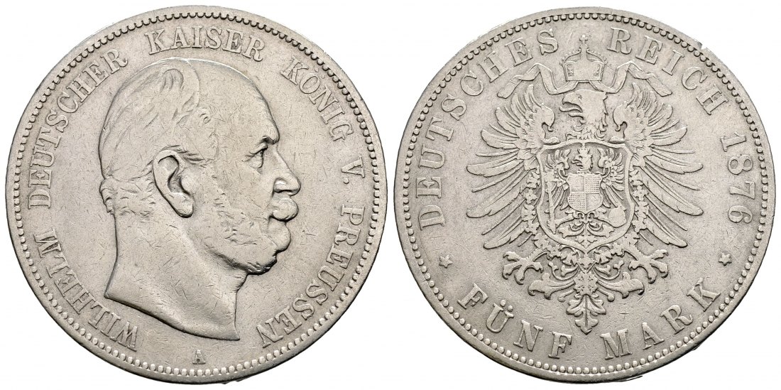 PEUS 1958 Preußen - Kaiserreich Wilhelm I. (1861 - 1888) 5 Mark 1876 A Berlin Sehr schön
