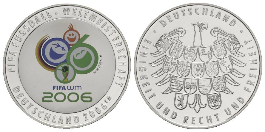  Gedenkprägung FIFA WM 2006 Deutschland, Medaille, Ø 40 mm, 25 g   