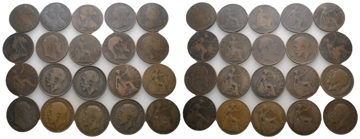  Großbritannien, 20 Münzen (one Penny)   