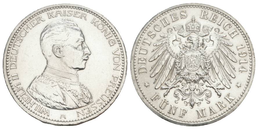  Preußen, 5 Mark 1914, etwas rauh   