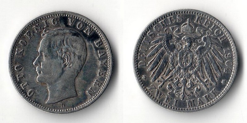  Bayern, Kaiserreich  2 Mark  1904 D  Otto  1886 - 1913   FM-Frankfurt Feinsilber: 10g   