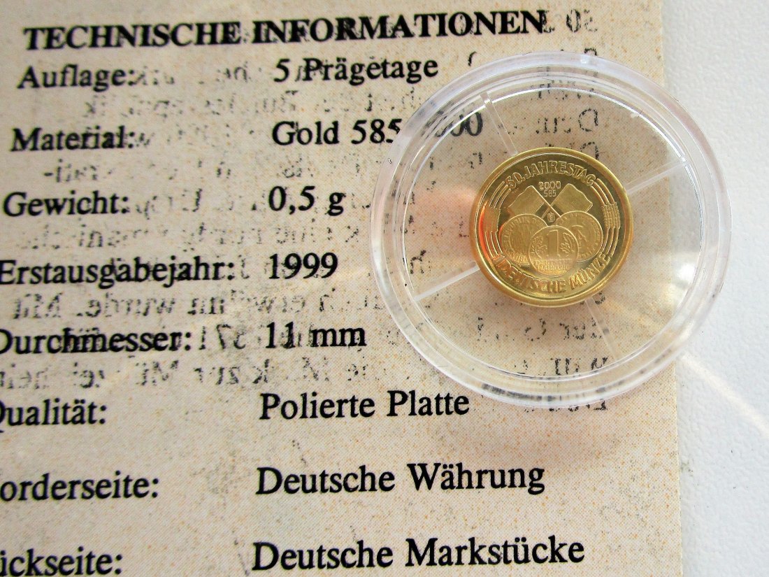 Deutsche Währung 0,5 Gramm 585/1000 Gold