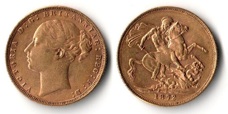 Grossbritannien  Sovereign  1872 MM-Frankfurt Feingold: 7,32g Victoria 1837-1901  