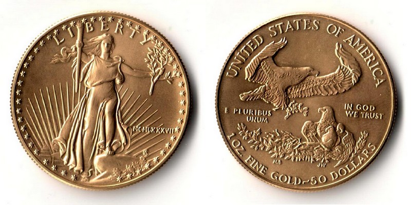 USA  50 Dollar  1987 MM-Frankfurt  Feingold: 31,1g American Eagle  