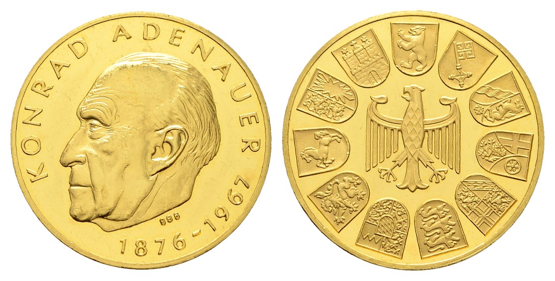  Linnartz Konrad Adenauer Goldmedaille 1967 PP- Gewicht: 9,86g/986er   