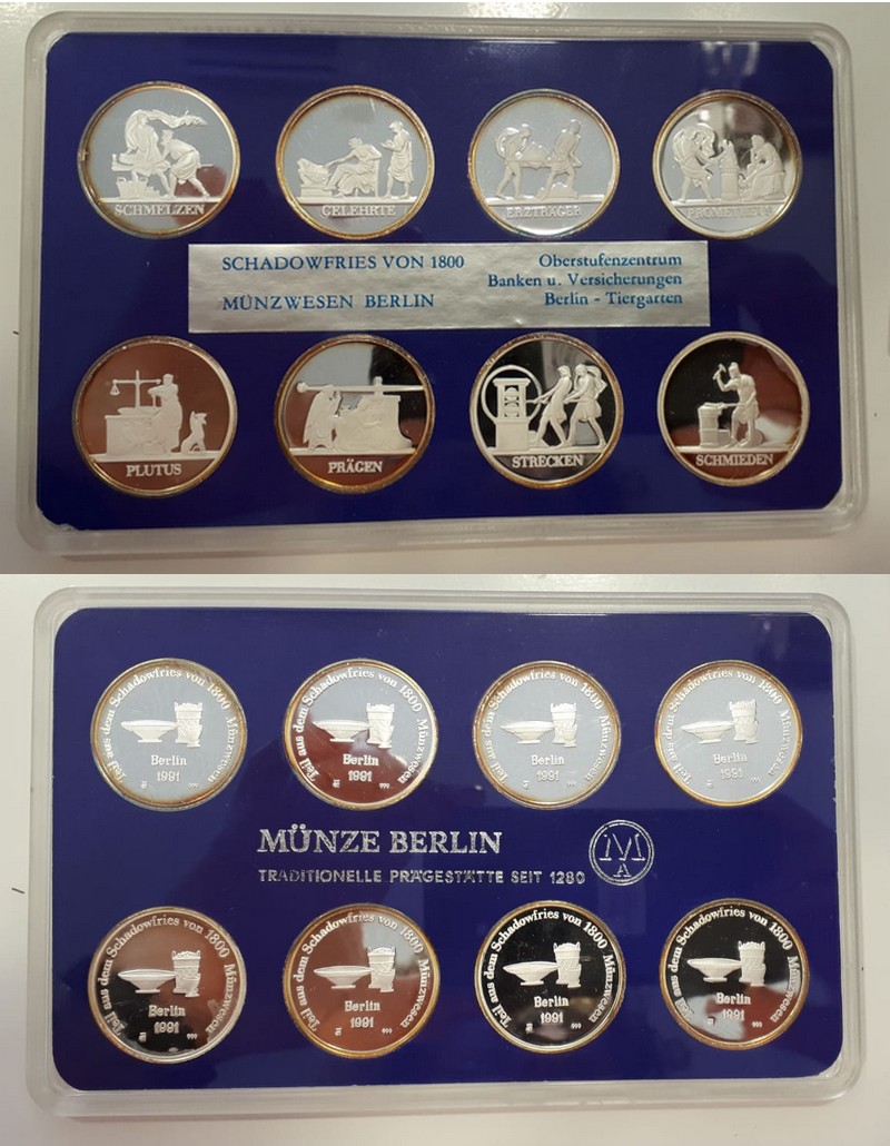  Medaillen DDR   8 Stück zum Thema Schadowfries von 1800  Feinsilber: 33,58g   