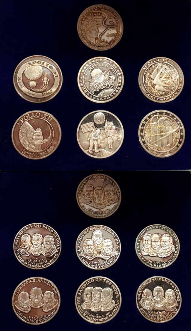  Medaillen   7 Stück Mondlandung  Gewicht: 103,74g Silber   