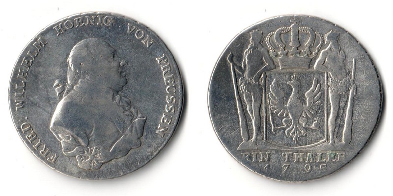  Brandenburg-Preussen    1 Reichstaler    1795  Friedrich Wilhelm II. 1786-1797  FM-Frankfurt  Silber   