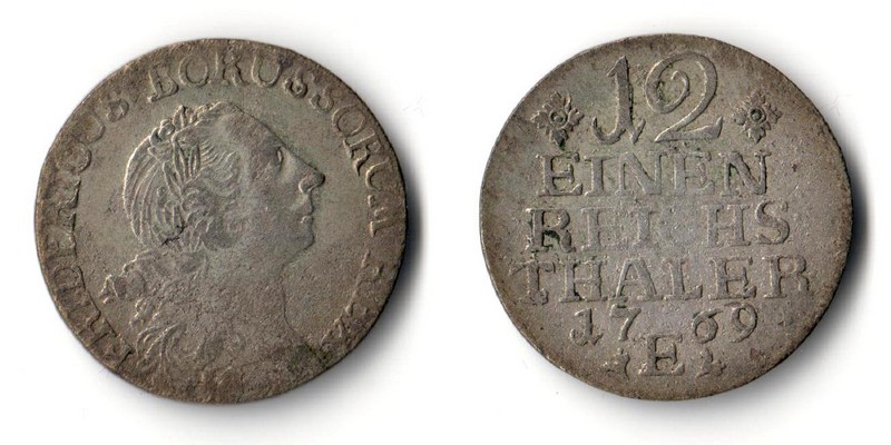  Brandenburg-Preussen 1/12 Taler 1769 E Friedrich II. 1740-1786   FM-Frankfurt Silber   