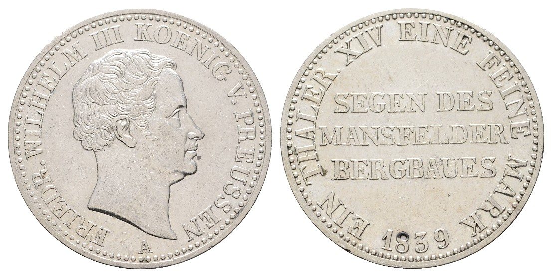  Linnartz Preussen Friedrich Wilhelm III. Taler 1839 ss-vz   