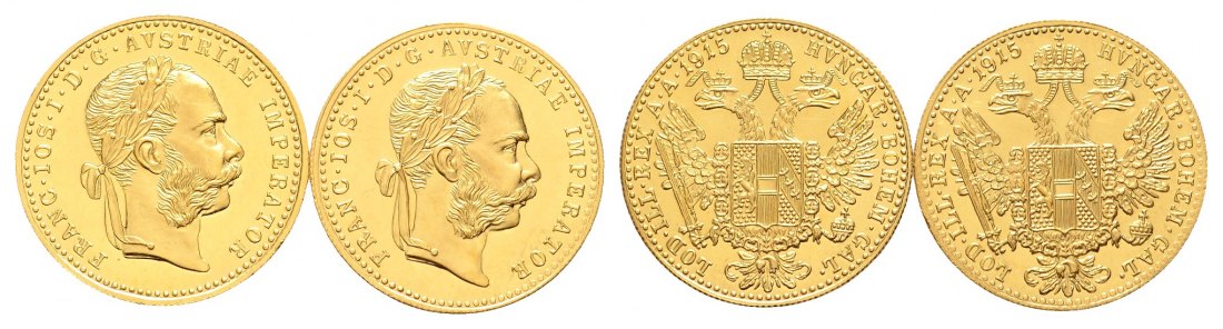  Linnartz Österreich Franz Josef I. 2 x 1 Dukat 1915 NP stgl Gewicht: 6,98g/986er   